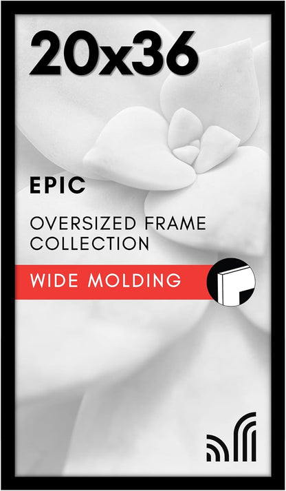 Americanflat 16x20 Picture Frame with Polished Plexiglass - Black Picture Frame - Wide Photo Frames Made of Engineered Wood for Vertical or Horizontal Wall Display - Epic Collection - Black - Colors A