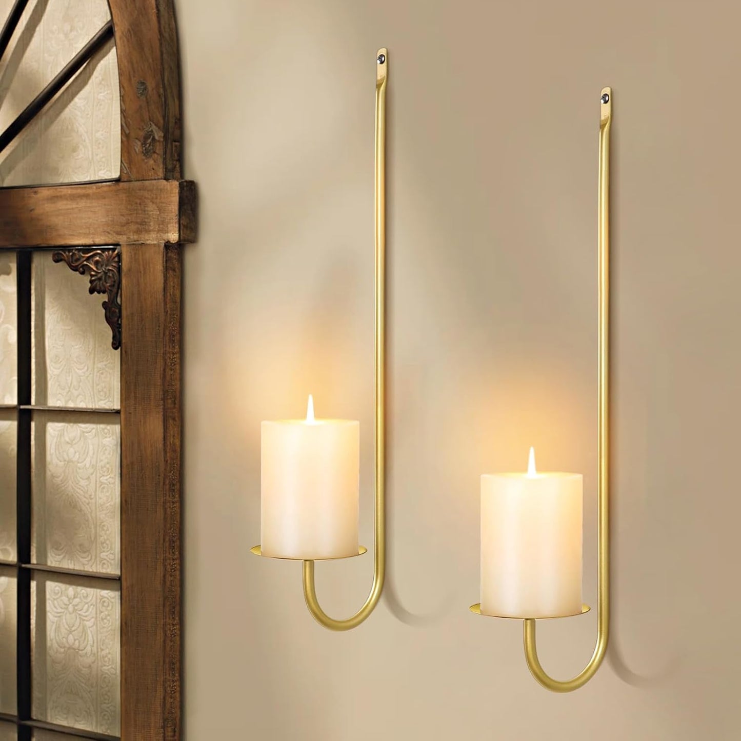 Candle Sconces Set of 2, Taper & Pillar Wall Candle Holder, 13.2 Inch Black Wall Sconces Set of Two, Decor for Entryway, Stair Corner, Living Room, Gifts for Men Women Mom or Dad