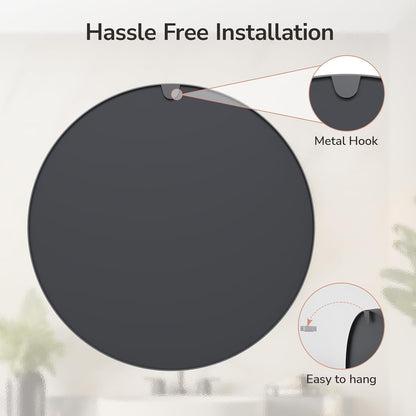 USHOWER Bathroom Mirrors for Over Sink, 36 Inch Circle Mirror with Metal Frame, Black Wall Mirror for Vanity, Entryway, Living Room, Hallway and Bedroom Decor