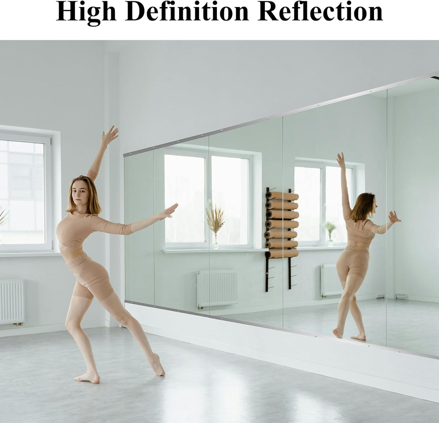 Ruomeng Home Gym Mirrors 12 Inch x 12Pcs Wall Mounted Mirror Glass Frameless Full Length Mirror Tiles for Home Gym, Bedroom, Door & Bathroom