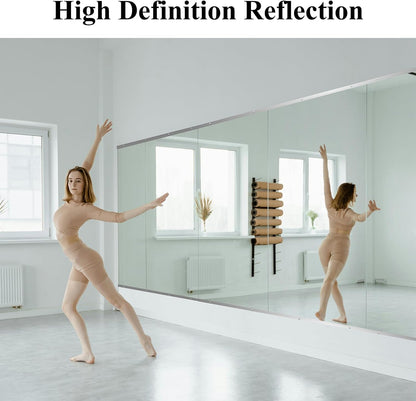 Ruomeng Home Gym Mirrors 12 Inch x 12Pcs Wall Mounted Mirror Glass Frameless Full Length Mirror Tiles for Home Gym, Bedroom, Door & Bathroom