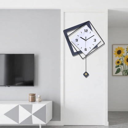 Wall Clock with Pendulum,Silent Quality Quartz Battery Operated,Modern Large Wall Clocks for Living Room Kitchen Home Bathroom Bedroom Wall Decor,16.2x26Inch(Black)