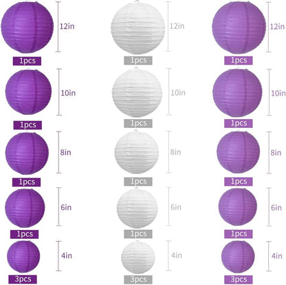BEISHIDA 10Pcs White Paper Lanterns Decorative Chinese/Japanese Hanging Round Paper Lanterns Lamp for Birthday, Wedding, Christmas, Bridal, Home Decor, Party Decoration(Size of 4”, 6”, 8”, 10”)