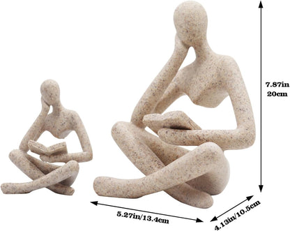 Jinkoozz Reading Women Statue, Thinker Sculptures, Abstract Art Ornament, Modern Aesthetic Figurine Decoration, Suitable for Home Living Room Bedroom Office Shelf Table Desk Bookshelf Decor