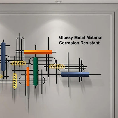 homary Large Metal Wall Art – 47.2" Modern 3D Abstract Geometric Overlapping Design, Iron Wall Decor for Living Room, Dining Room, Office