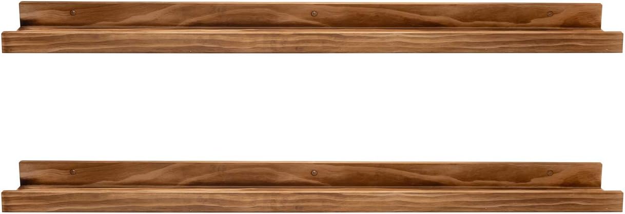 AZSKY Floating Shelves Wall Mounted Set of 2 Natural Wood Picture Shelves Wall Shelves for Bedroom Bathroom Living Room Kitchen Laundry Room Storage & Decoration 24 Inch