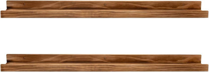 AZSKY Floating Shelves Wall Mounted Set of 2 Natural Wood Picture Shelves Wall Shelves for Bedroom Bathroom Living Room Kitchen Laundry Room Storage & Decoration 24 Inch