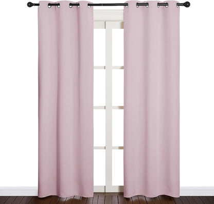 NICETOWN Halloween Pitch Black Solid Thermal Insulated Grommet Blackout Curtains/Drapes for Bedroom Window (2 Panels, 42 inches Wide by 63 inches Long, Black) - Colors B