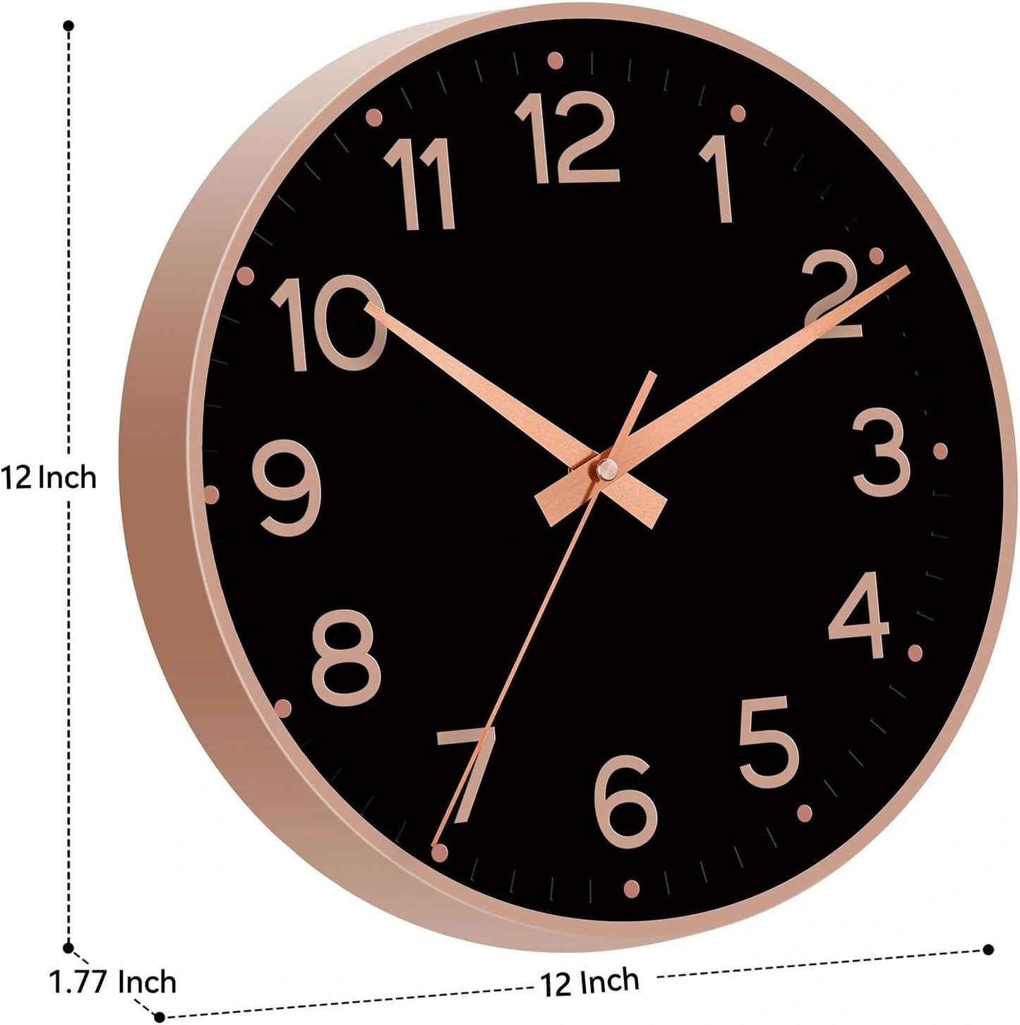 Roymnie Wall Clock Green, Silent Wall Clocks Battery Operated 8 Inch-Modern Non Ticking Analog Clock Decorative for Kitchen Office Bathroom Bedroom(Gold)