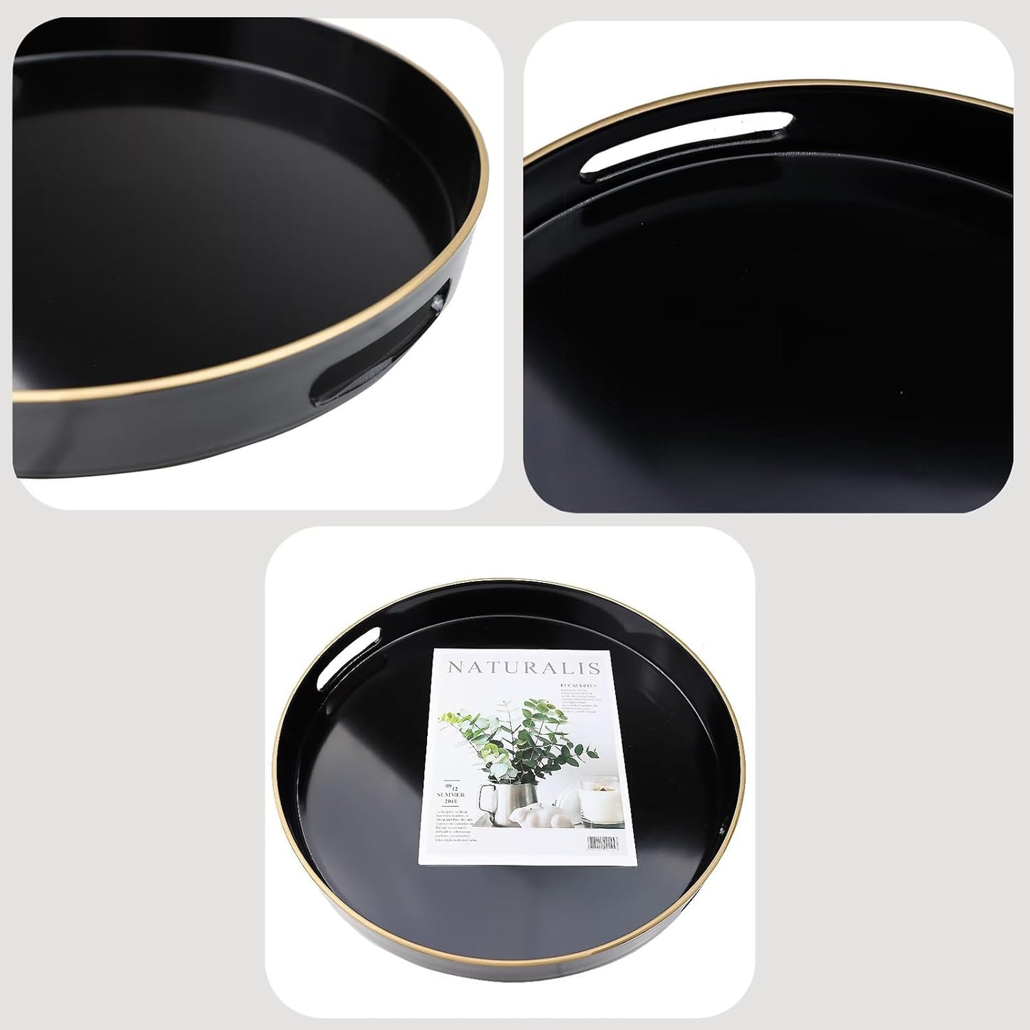 Green Decorative Tray with Handles, Versatile Serving Tray for Coffee Table, Ottoman, Ideal for Serving, Displaying, Organizing, 15.7"*10.2"*1.57"