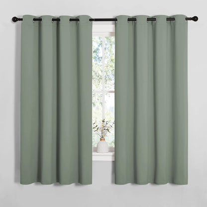 NICETOWN Halloween Pitch Black Solid Thermal Insulated Grommet Blackout Curtains/Drapes for Bedroom Window (2 Panels, 42 inches Wide by 63 inches Long, Black) - Colors B