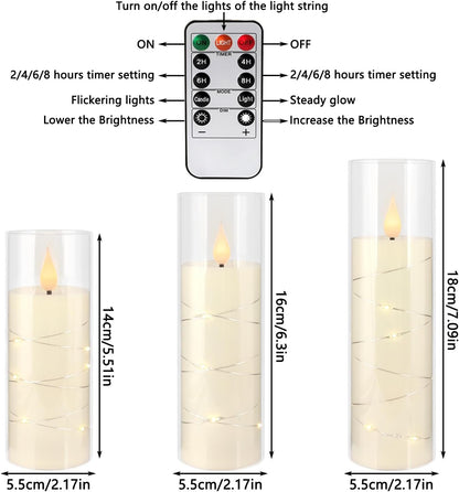 YOROXRG Set of 24 Waterproof Outdoor Flameless Candles, LED Candles with 4 Remote and Timer,(H 4" 5" 6" x D 2.2"),for Halloween Wedding Festiv