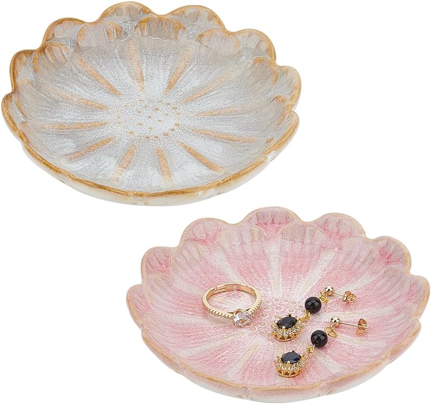 NBEADS Conch Shape Ceramic Jewelry Tray, Aqua Shell Trinket Dish Ceramic Ring Earring Holder Ocean-themed Decorative Trinket Plate for Rings Earrings Necklaces Bracelet Jewelry Watch Keys