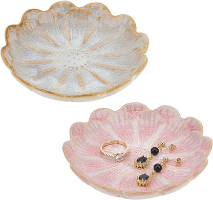 NBEADS Conch Shape Ceramic Jewelry Tray, Aqua Shell Trinket Dish Ceramic Ring Earring Holder Ocean-themed Decorative Trinket Plate for Rings Earrings Necklaces Bracelet Jewelry Watch Keys