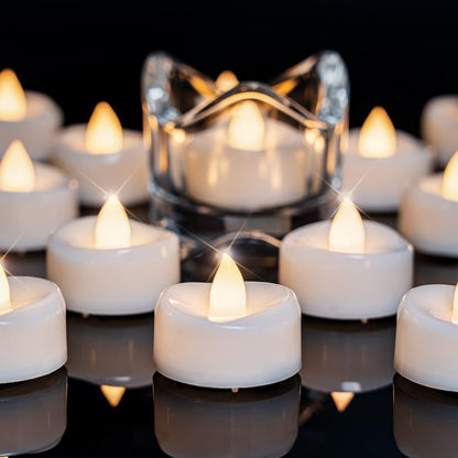 merrynights LED Candles, Tea Lights Candles Battery Operated Bulk, 50-Pack Long-Lasting 200 Hours Flameless Tealight Candles, Realistic Tea Lights for Christmas Halloween Wedding, 1.5'' D X 1.25'' H