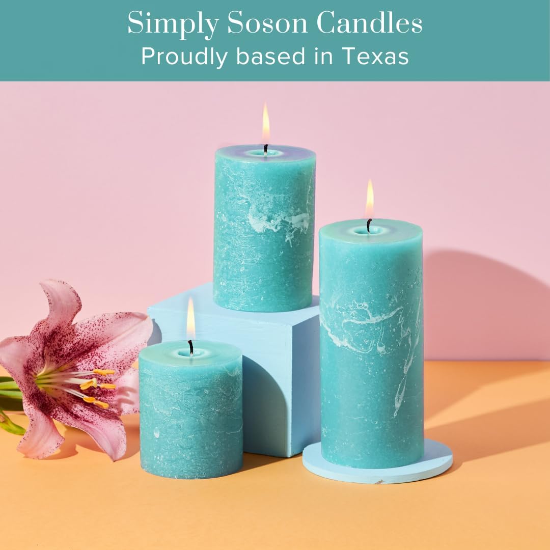 Simply Soson 3x6 inch Ivory Pillar Candles Set of 3, Rustic Texture, Unscented Ivory Candles, Dripless Candles, 3 inch Pillar Candles Ideal as Wedding, Parties, Spas, Dinner, Home Decoration, Church