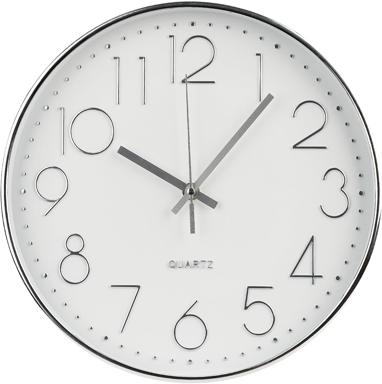 Wall Clock 12 Inch Non-Ticking Silent Modern Simple Style Round Decor Clock Gold Stereoscopic Dial Quartz Wall Clocks for Home/Office/School/Living Room/Bedroom/Kitchen