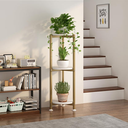 Plant Stand Indoor Corner Tall 2 Tier Metal Modern Flower Storage Plant Shelf Holder for Living Room Balcony Garden,Black (2 Tier-Black Round)