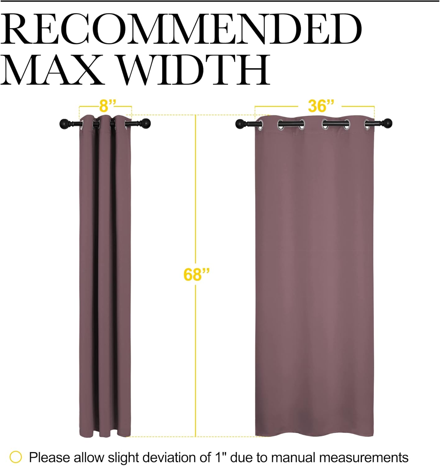 NICETOWN Halloween Pitch Black Solid Thermal Insulated Grommet Blackout Curtains/Drapes for Bedroom Window (2 Panels, 42 inches Wide by 63 inches Long, Black) - Colors E