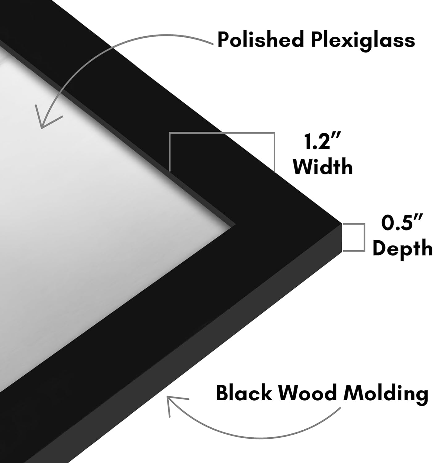 Americanflat 16x20 Picture Frame with Polished Plexiglass - Black Picture Frame - Wide Photo Frames Made of Engineered Wood for Vertical or Horizontal Wall Display - Epic Collection - Black - Colors C
