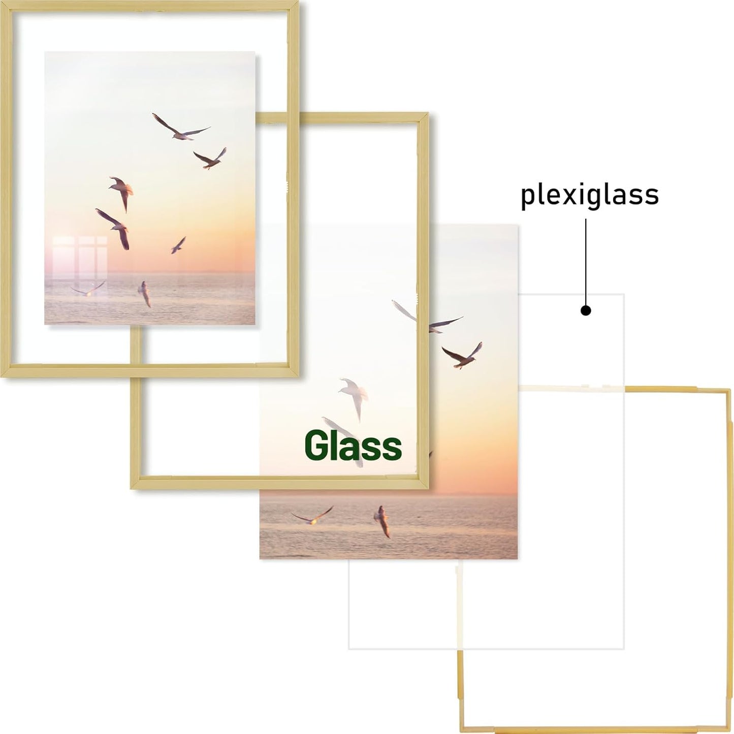 Frametory, Floating Picture Frame 12x16 - Black Aluminum Metal Photo Frame - Real Glass of Front - for Wall Mount Display