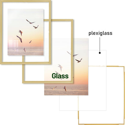Frametory, Floating Picture Frame 12x16 - Black Aluminum Metal Photo Frame - Real Glass of Front - for Wall Mount Display