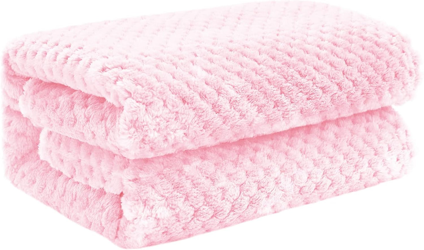 Exclusivo Mezcla Fleece Throw Blanket Extra Large, Super Soft and Warm Blankets for Couch, Sofa and Bed Waffle Textured, Cozy, Fuzzy and Lightweight (Slate Blue, 50x70 Inches)