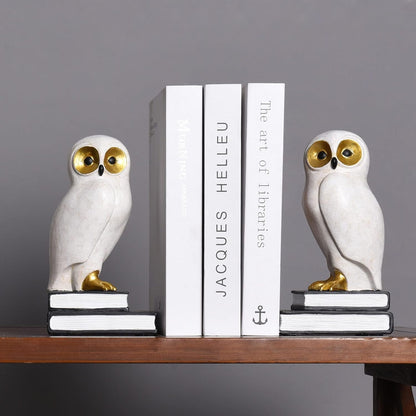 Book Ends for Shelves, Owl Decorative Bookends Bronze Bird Book Stopper Unique Kids Book Holders with Anti-Slip Base Luxurious Bookends for Kids Rooms Office Home Decor(Bronze)
