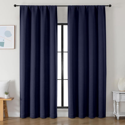 Simplebrand Ava Sage Green Blackout Curtains for Bedroom 63 Inch Length 2 Panels Set, Solid Thermal Insulated Energy Saving Rod Pocket Window Treatment Curtains Blackout Drapes, W40 x L63 Inch, Sage - Colors B