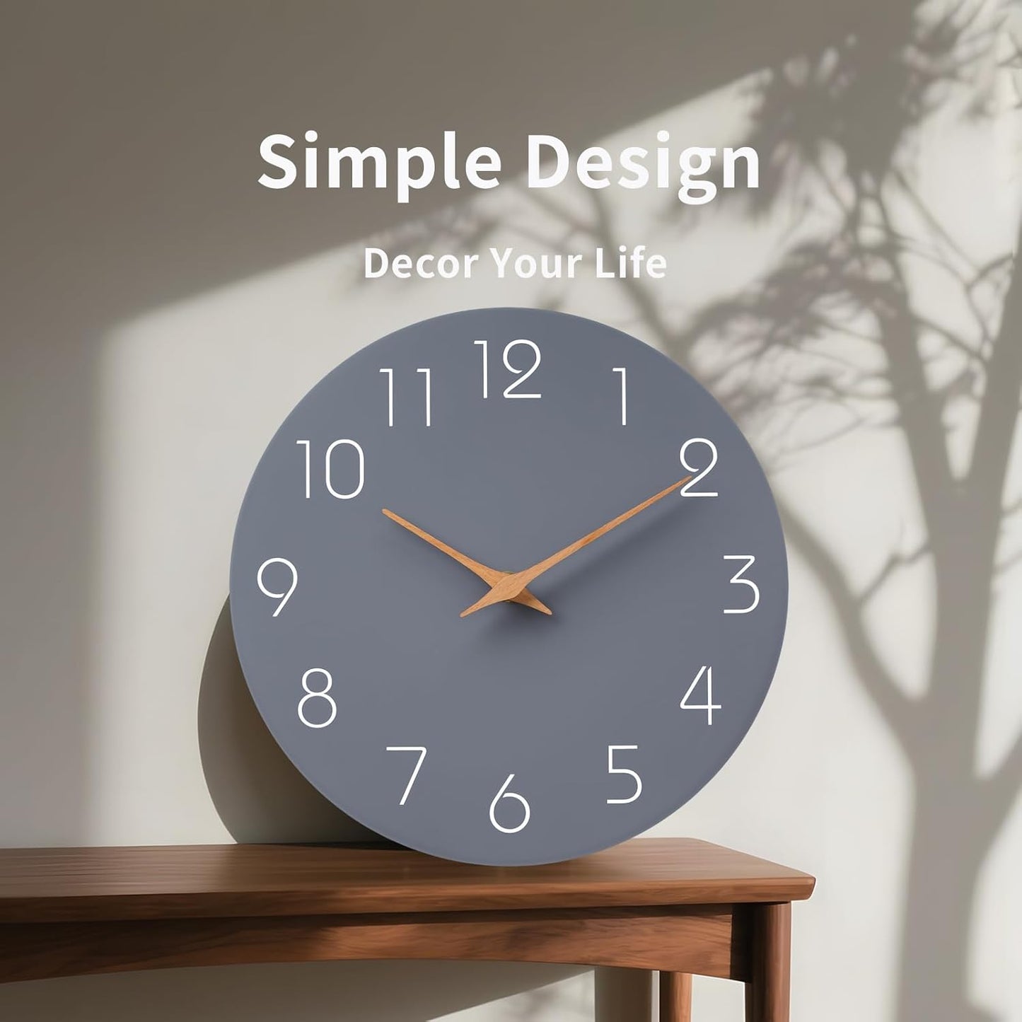 Mosewa Wall Clock 8 Inch Black Battery Operated Silent Non Ticking Simple Minimalist Rose Gold Numbers Decorative for Bedroom Living Room Kitchen Home Bathroom Office