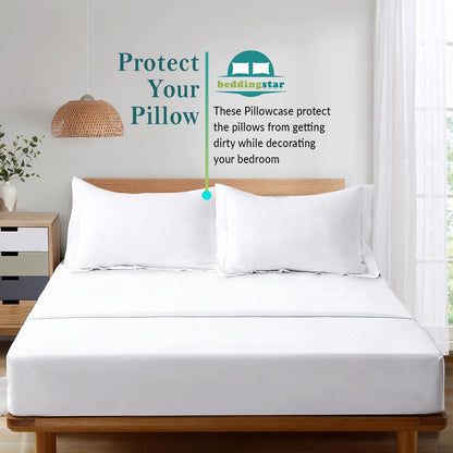 Euro Sham Covers 26x26 Set of 2 White 600 Thread Count 100% Egyptian Cotton Pack of 2 Euro 26x26 Pillow Covers Cushion Cover Cases Soft Skin Friendly European Size Decorative Square Pillow Shams