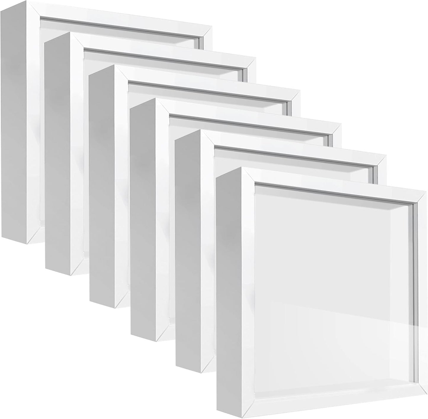 8x8 Shadow Box Frame Display Case with Letter Stickers, 3D Picture Frame, Display Case Box for Memorabilia, Baby Items, Wedding Memories, Crafts, Tickets and Photos (White, 8x8)