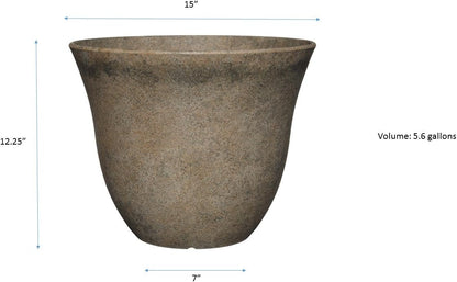 Classic Home and Garden Honeysuckle Resin Planters - Lightweight Indoor & Outdoor Plant Pots - UV-Resistant Plastic Flower Pots - Pot Planters for Flowers & Herbs (15" Distressed Copper)