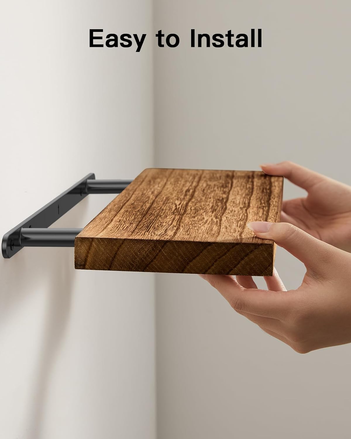 Amada Homefurnishing Floating Shelves, Paulownia Wood Wall Shelves for Living Room/Bedroom/Kitchen/Home Office, Wood Floating Shelf for Home Storage & Organization, Set of 4, 15.75″L x 5.91″W x 0.98″H