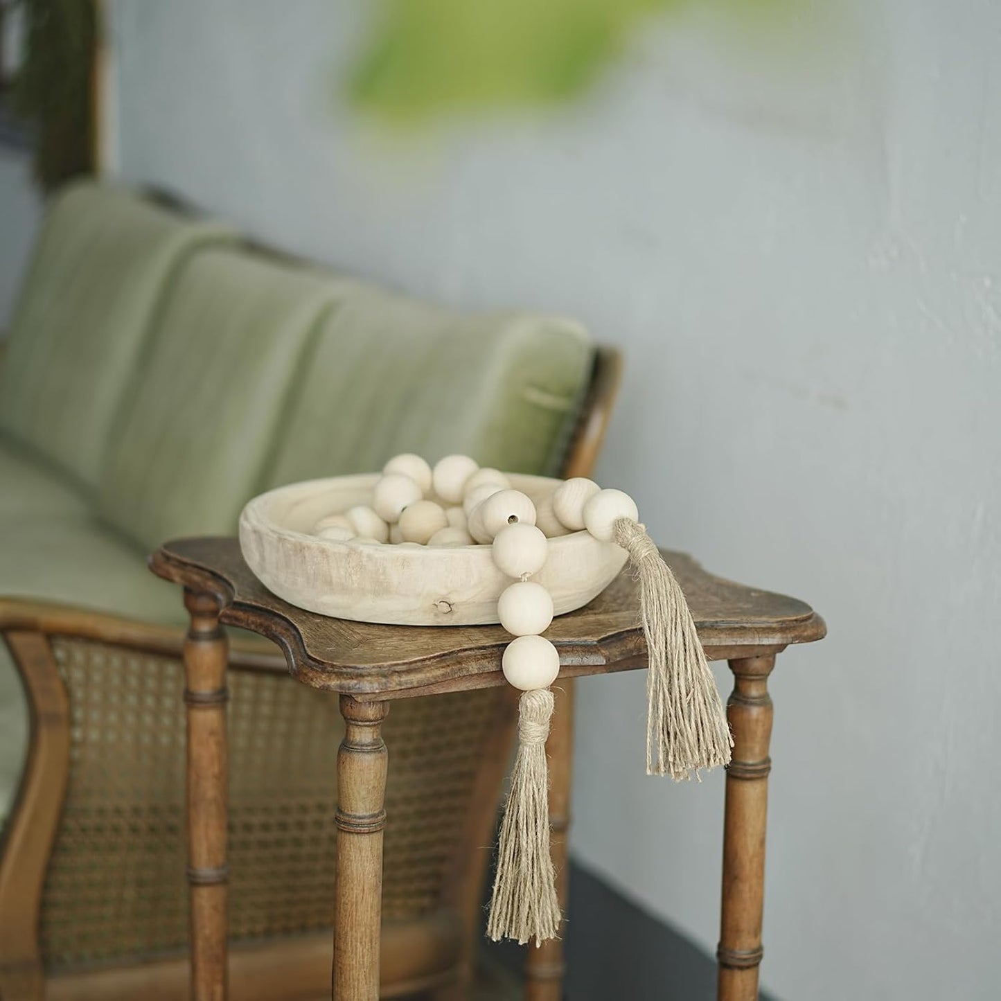 Extra Large Wood Bead Garland with 1.6" Diameter Wood Beads, Wooden Beads Garland with Tassels, Decorative Beads, Farmhouse Beads Home Decor (Nature Beige, 41 Inches)