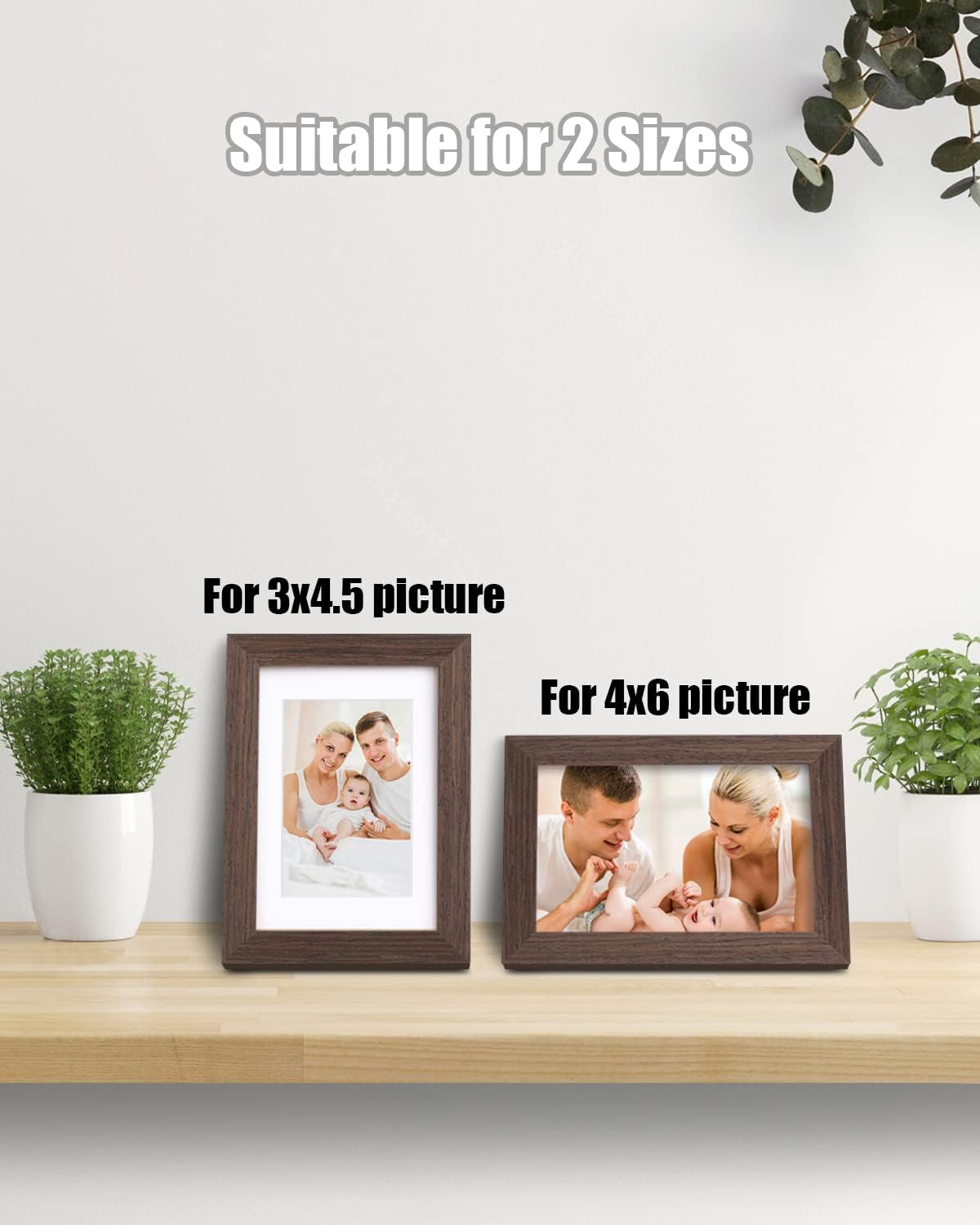 Egofine 8x10 Picture Frames Set of 4, Made of Solid Wood Covered by Plexiglass 4x6 and 5x7 with Mat or 8x10 without Mat, for Table Top Display and Wall Mounting Photo Frame Black