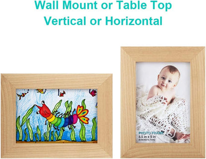 RPJC 5x7 Picture Frames Made of Solid Wood High Definition Glass for Table Top Display and Wall Mounting Photo Frame Black