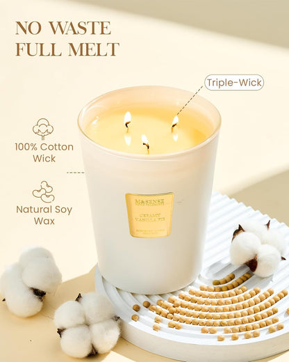 M&SENSE Jasmine Candles Highly Scented 3 Wick 35oz 150 Hours Burn Extra Large Jar Candles for Women, Natural Soy Wax Aromatherapy Candle for Stress Relief, Meditation, Yoga, Spa - Colors B