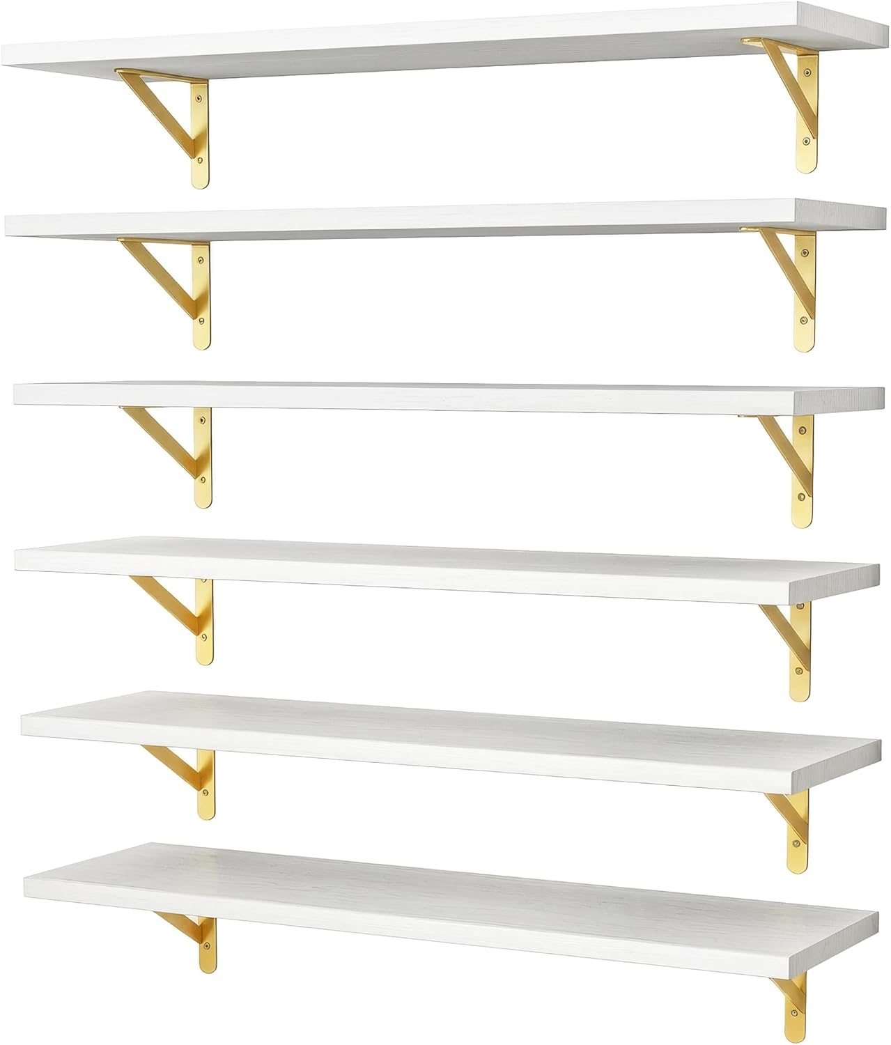 YGEOMER Brown Floating Shelves for Wall, 16.5 Inch Farmhouse Wall Shelves for Bedroom, Bathroom Storage, Living Room and Kitchen Decor (Set of 6 Brown)