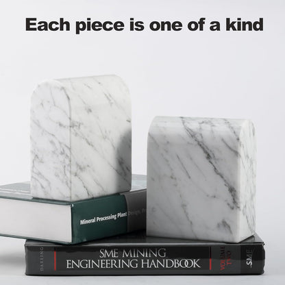 Koville African Natural Marble Bookends for Shelves, Non-Slip Book Ends, 13LBS Ultra Heavy Duty Marble Book Holder Organizer, Apartment Decor for Movies/CD/Video Games(Namib Fantasy)