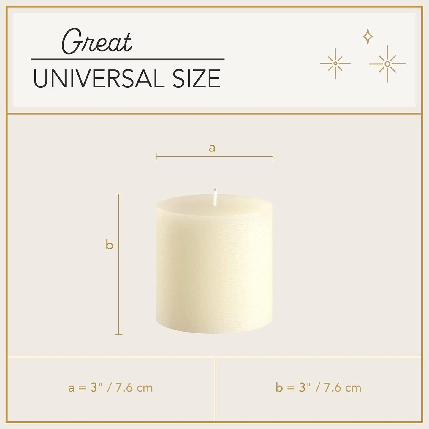 Melt Candle Pillar Candles, 3 Pack - Unscented Candles for Home, Church, Weddings, & More - 3" x 4", Ivory