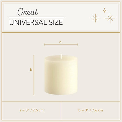 Melt Candle Pillar Candles, 3 Pack - Unscented Candles for Home, Church, Weddings, & More - 3" x 4", Ivory