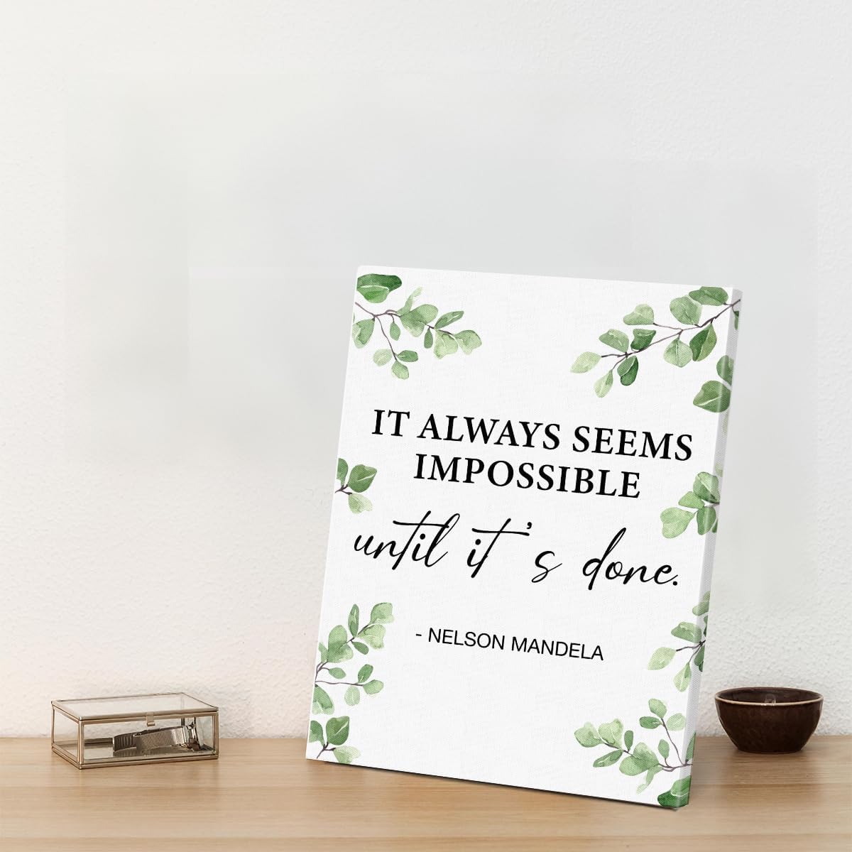 Inspirational Farmhouse Canvas Print Wall Art Decor One Small Positive Thought in the Morning Can Change Your Whole Day Sign Painting Plaque Rustic Home Decoration (8 X 8 Inches, Framed)