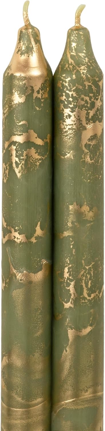 Premium Decorative Tapers - 12" 2PK - Terra Cotta w/Gold - 73301