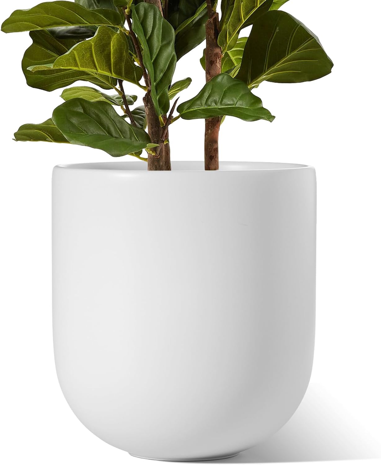 LE TAUCI 12 Inch Pots for Plants, Ceramic Large Planters for Indoor Plants, Indoor Plant Pots for Home Garden Patio Office, Planter Pots with Drainage Hole and Rubber Plug, Neutral Gray