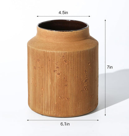 Rustic Vases for Home Decor. Ceramic Vase for Dining Table Decor. Terracotta Decorative Vase 6.1IN. ZSHLXM