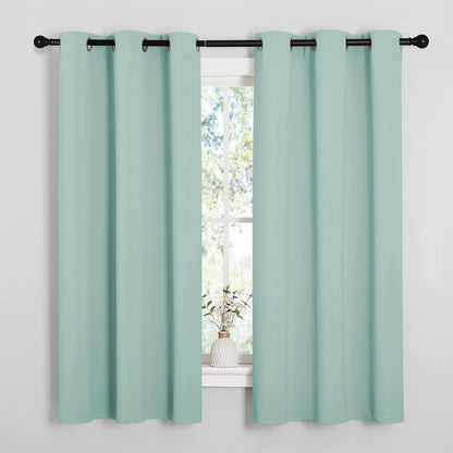 NICETOWN Halloween Pitch Black Solid Thermal Insulated Grommet Blackout Curtains/Drapes for Bedroom Window (2 Panels, 42 inches Wide by 63 inches Long, Black) - Colors A