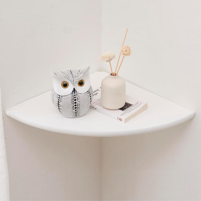 Corner Shelves, Floating Corner Shelf, Set of 2 7inch Solid Oak Wood Wall Shelves, Round End Wall Mount with Wire Hole Shelving for Small Plant for Bedroom Kitchen, Living Room
