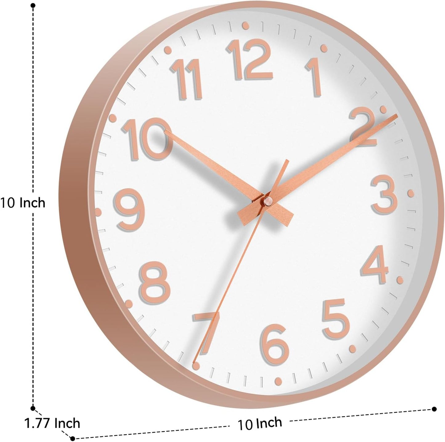 Roymnie Wall Clock Green, Silent Wall Clocks Battery Operated 8 Inch-Modern Non Ticking Analog Clock Decorative for Kitchen Office Bathroom Bedroom(Gold)