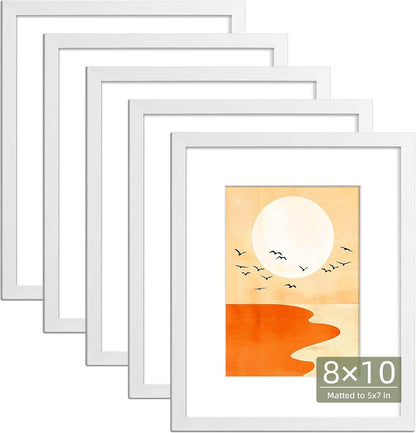 HappyHapi 4x6 Picture Frame Set of 5, Black Frames Display Photo 3.5x5 with Mat or 4x6 without, Gallery Wall Frame Set, Wall or Tabletop Display (Black)